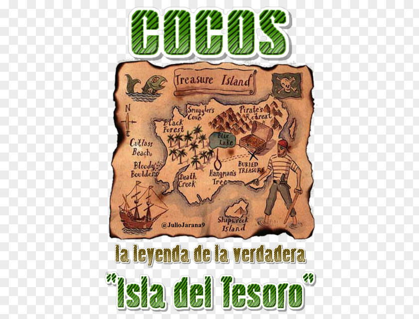 Isla Del Coco Treasure Island Map Pirate PNG