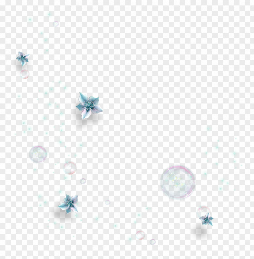 Blue Fresh Flowers Bubbles Floating Material Flower PNG