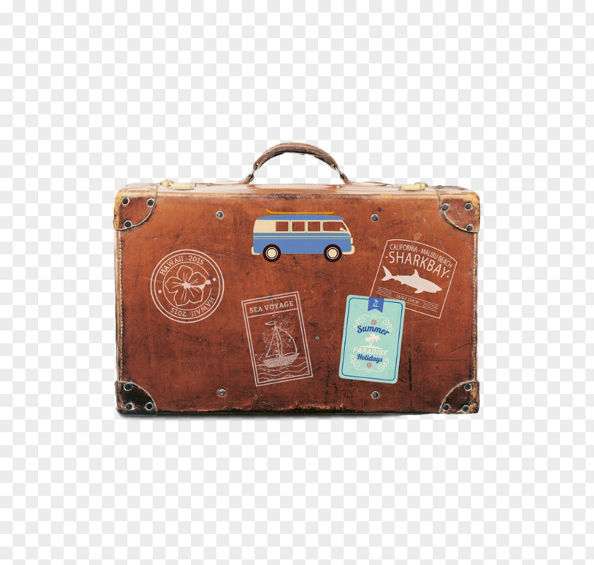 Hand-painted Classical Suitcase Vacation Travel Agent Airline Hotel PNG