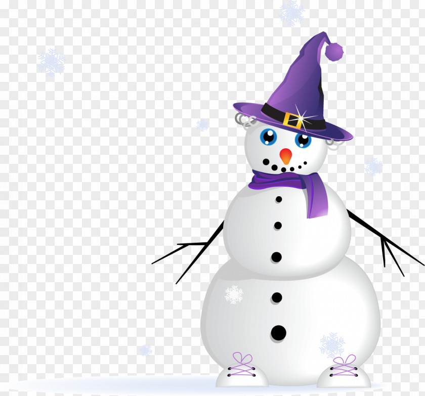 Purple Pointy Hat Snowman Creative Christmas PNG