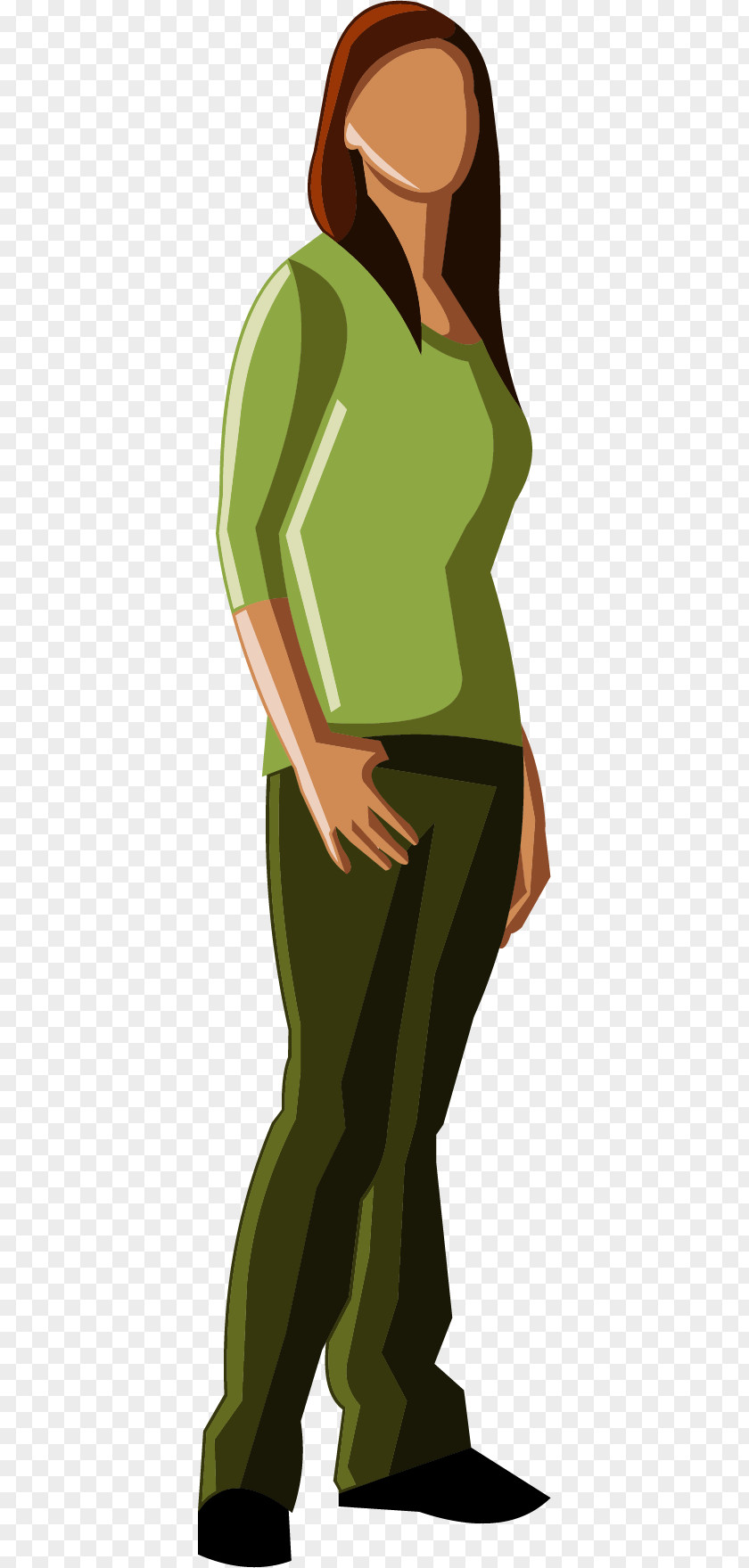 Vector Painted Woman In Green Euclidean Download PNG