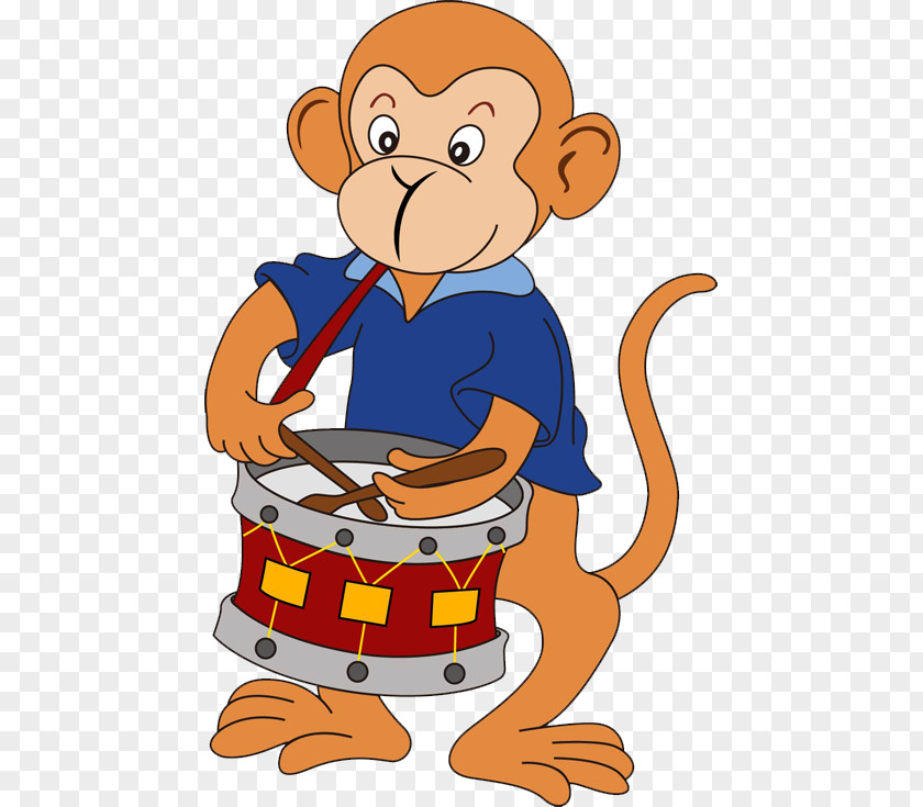 Drums Monkey Cartoon Numbered Musical Notation PNG