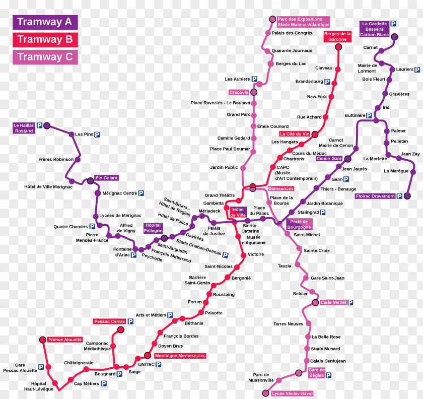 Map Of France Bordeaux Tramway Rapid Transit Bus PNG
