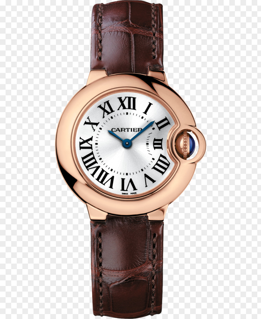 Gold Ballon Cartier Tank Watch Leather Blue PNG