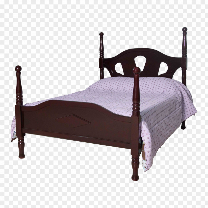 Wooden Pole Bed Frame Mattress Furniture Bedroom PNG