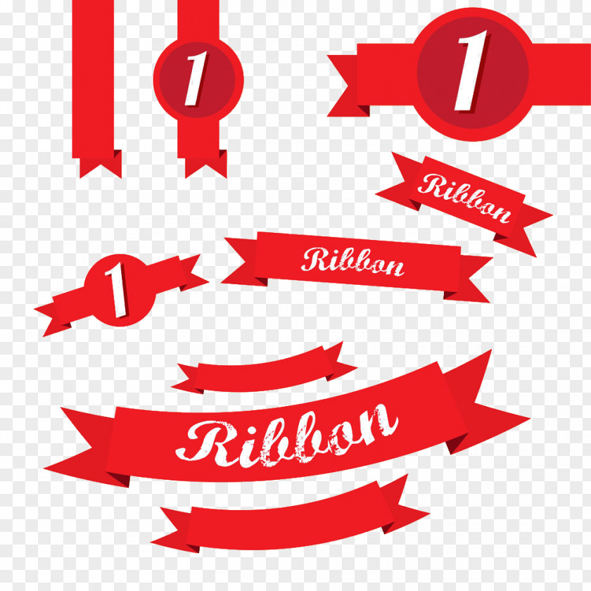 Creative Ribbon Vector Material Red Illustration PNG