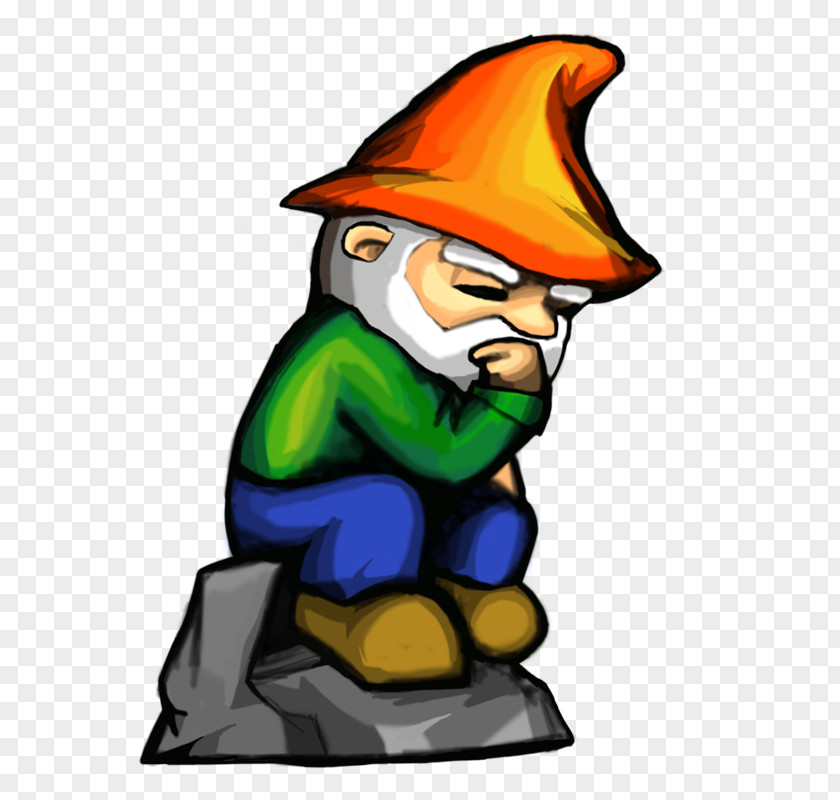 The Thinker Garden Gnome Illustration Clip Art PNG