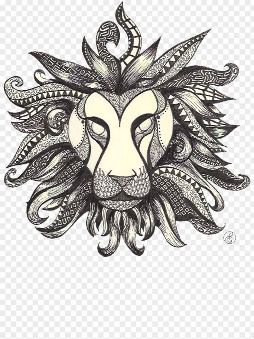 Zetangle Lion Drawing Ballpoint Pen Artwork PNG