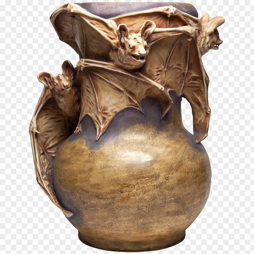 Classical Bat Brass Vase Jason Jacques Gallery Pottery Ceramic Art Nouveau PNG