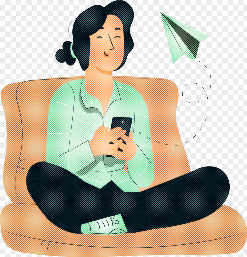 Girl Playing Mobile Phone PNG