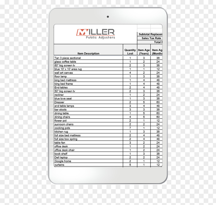 Personal Property Document Spreadsheet Microsoft Excel PNG