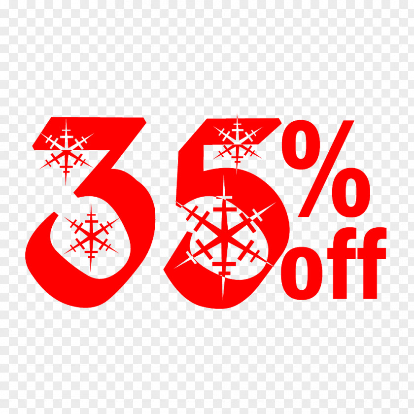 Snow Christmas Sale 35% Off Discount Tag. PNG