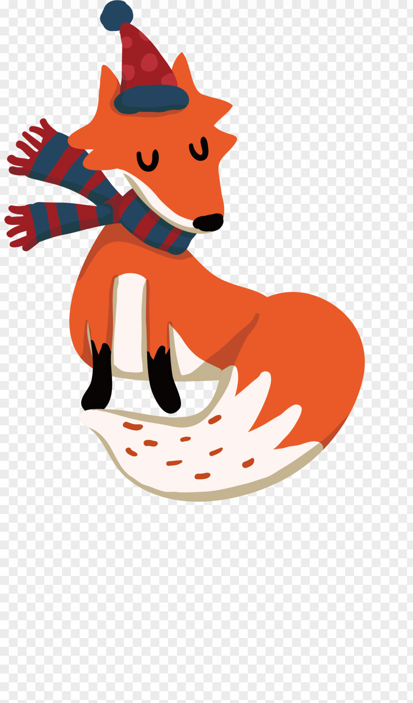 Vector Hand-painted Red Fox Drawing PNG
