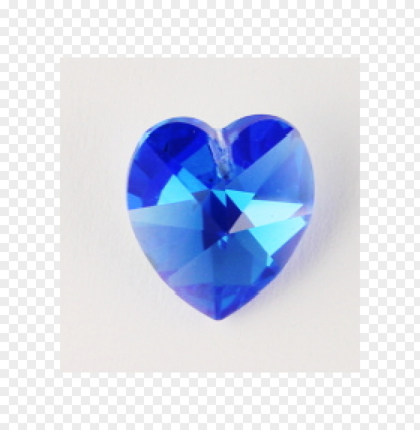 Beautifully Textured Crystal Button Sapphire Heart Bead PNG