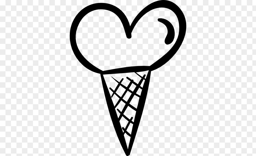 Hand Drawn Love Ice Cream Cones Gelato Clip Art PNG