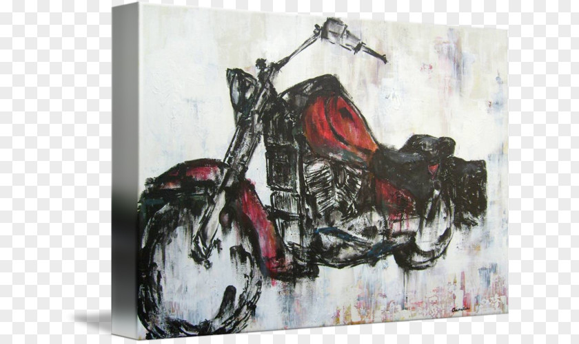 Painting Motorcycle Midday Ride Gallery Wrap Canvas PNG