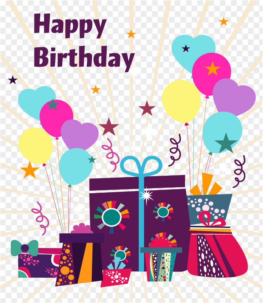 Celebrate Birthday Party Balloon Cake Illustration PNG