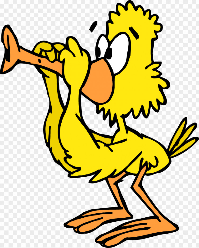 Little Yellow Duck With A Flute PNG