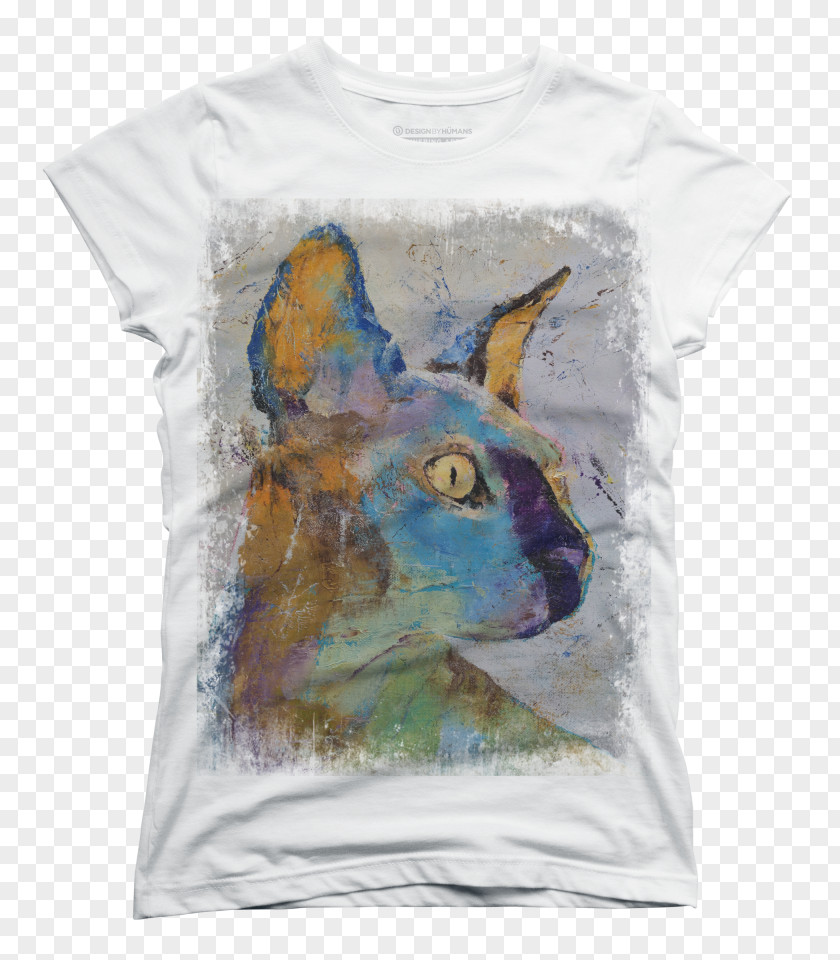 Cat Lover T Shirt Sphynx Artist Oil Painting Reproduction PNG