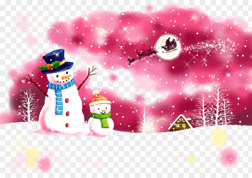 Christmas Snowman Santa Claus Illustration PNG