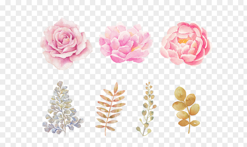 Hand-painted Pink Watercolor Flowers Painting PNG