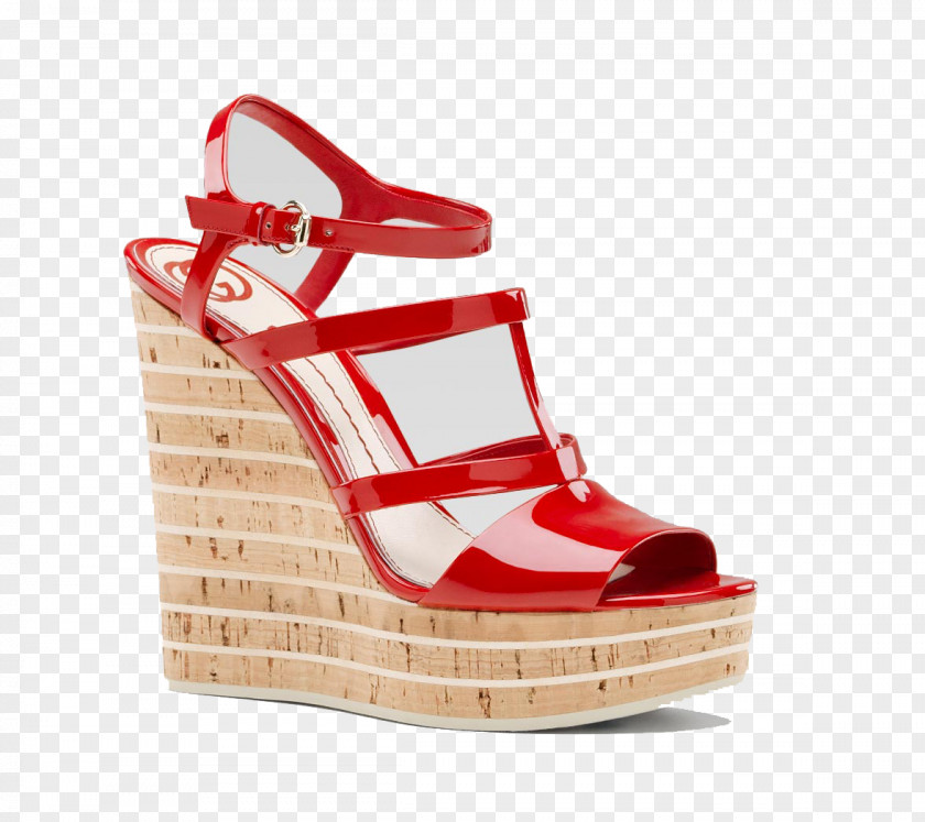 Red Slope With High Heels High-heeled Footwear Sandal Wedge Gucci PNG