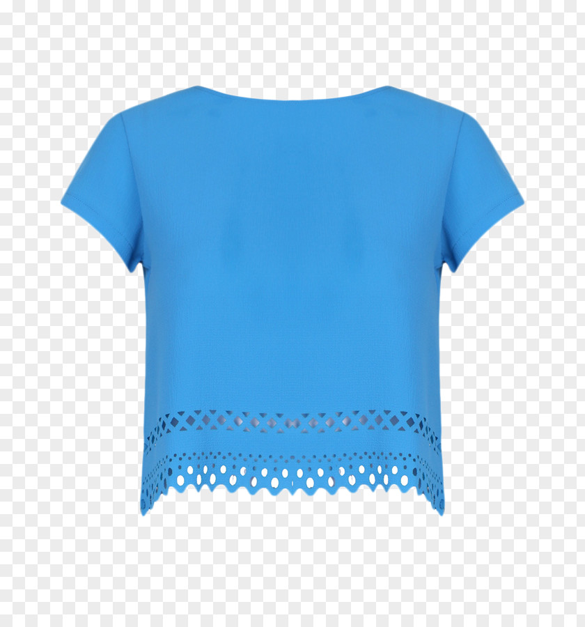 Laser Cut T-shirt Sleeve Crop Top Blue PNG
