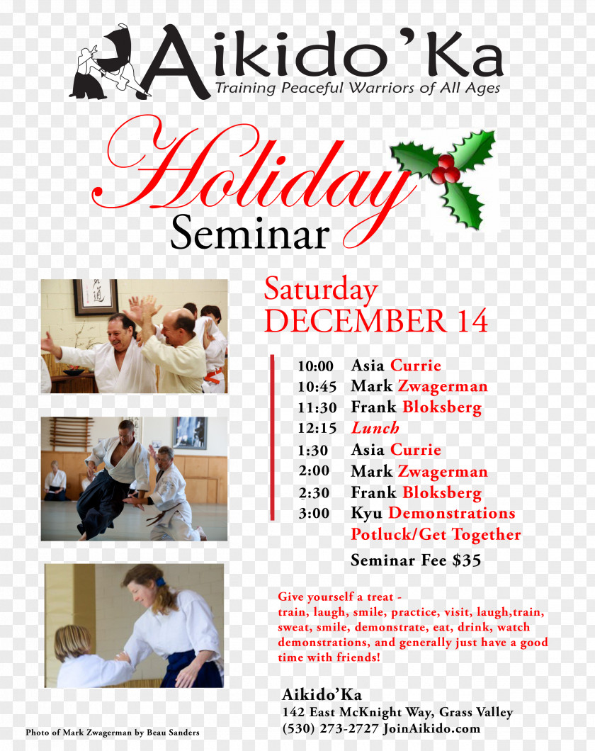 Please Join Us Seminar Aikido'Ka, LLC Sensei Holiday PNG