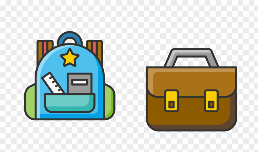 Vector Colored Backpack With Two Bags PNG