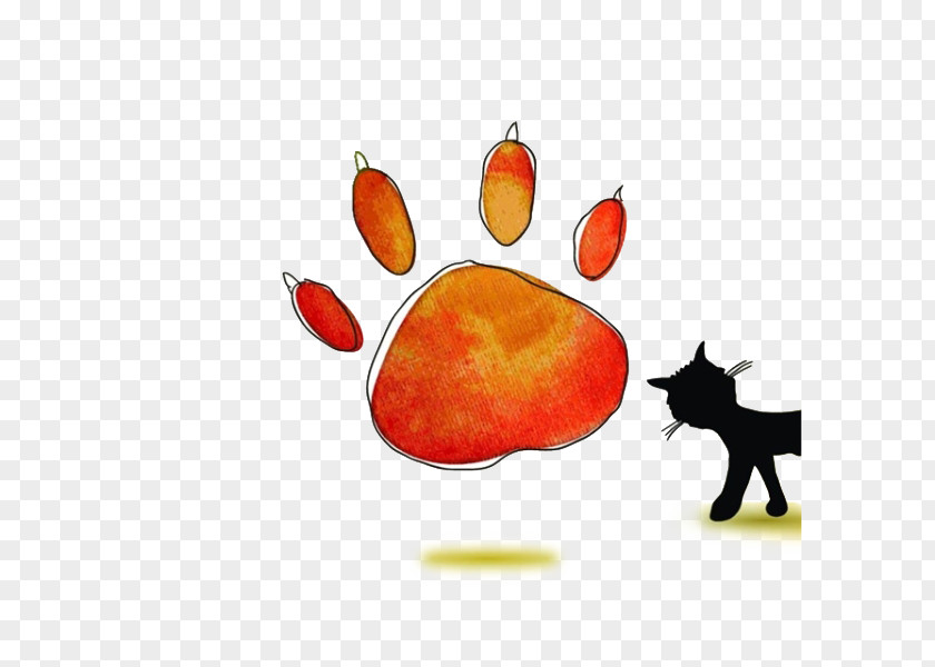 Hand Painted Cats And Footprints Wildcat Kitten Illustration PNG