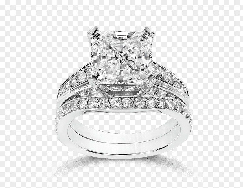 Princess Cut Bridal Sets Engagement Ring Diamond Wedding PNG