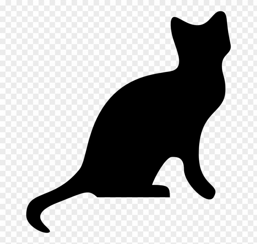 Silhouette Whiskers Cat Black White Small To Medium-sized Cats Tail PNG