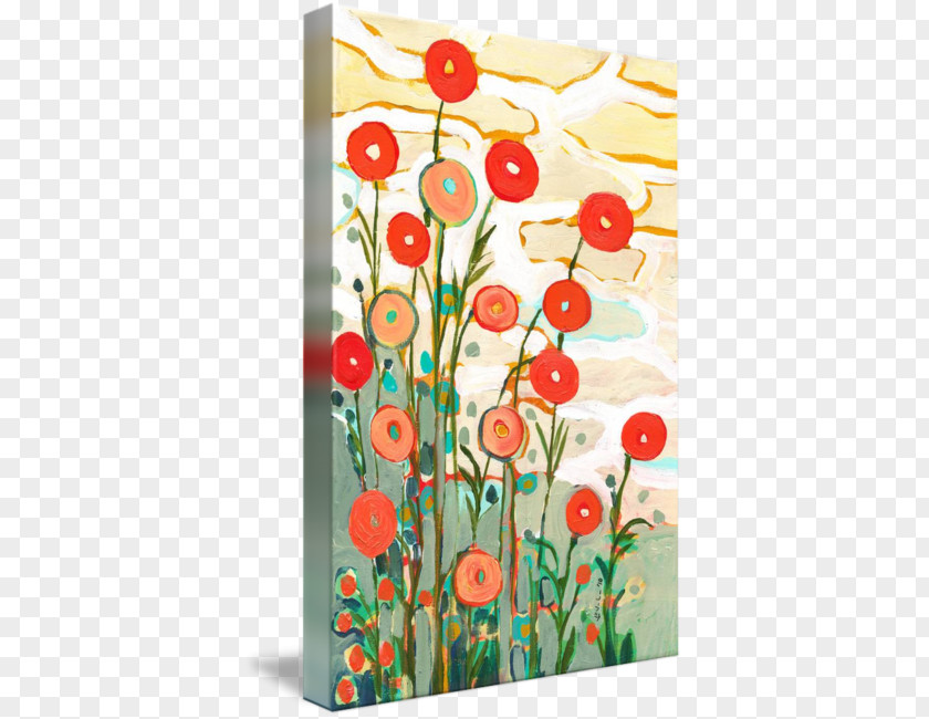 Desert Sky Floral Design Poppies Painting Acrylic Paint Canvas Print PNG