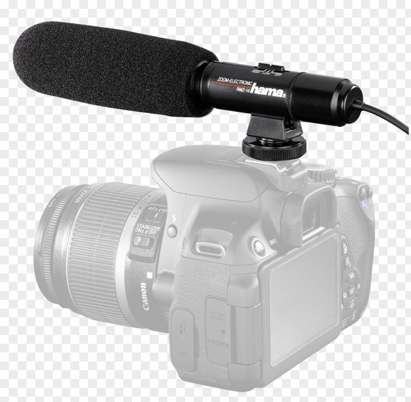 Gun Mic Hama RMZ-14 Directional Microphone Stereo Pop Filter Camera Camcorder PNG