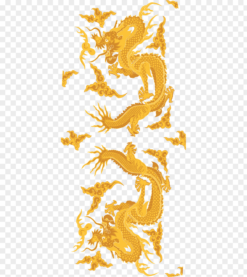 Vector Painted Golden Dragon Chinese Classical PNG