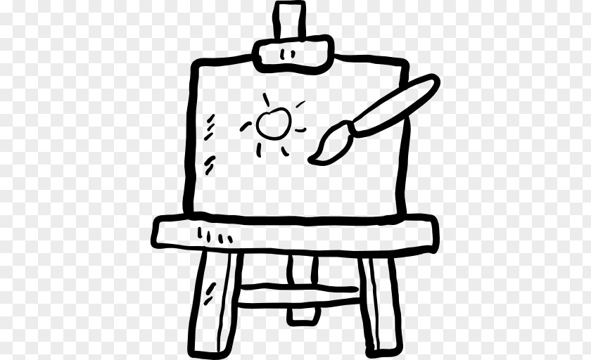 Painting Black And White Easel Canvas Clip Art PNG
