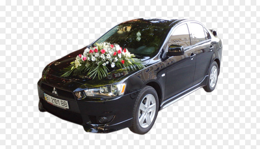 Mitsubishi Black Wedding Car Lancer Bride Invitation Flower Wagon PNG