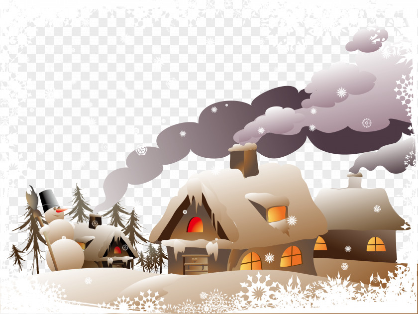 Vector Cold Winter Night Wallpaper PNG