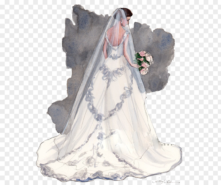 Bride Back Wedding Drawing Illustration PNG