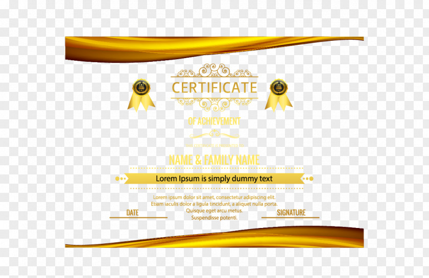 Gold Border Certificate Yellow Brand Font PNG