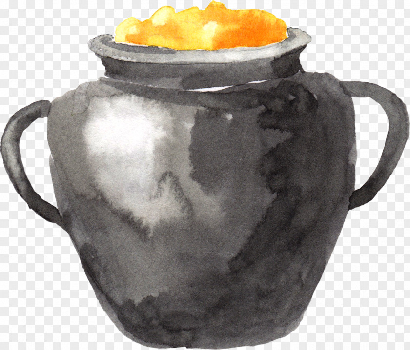 Hand Painted Ceramic Jar PNG