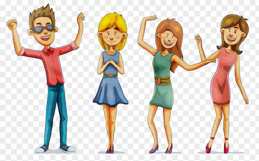Happy Gesture Cartoon Social Group Animated Fun Friendship PNG
