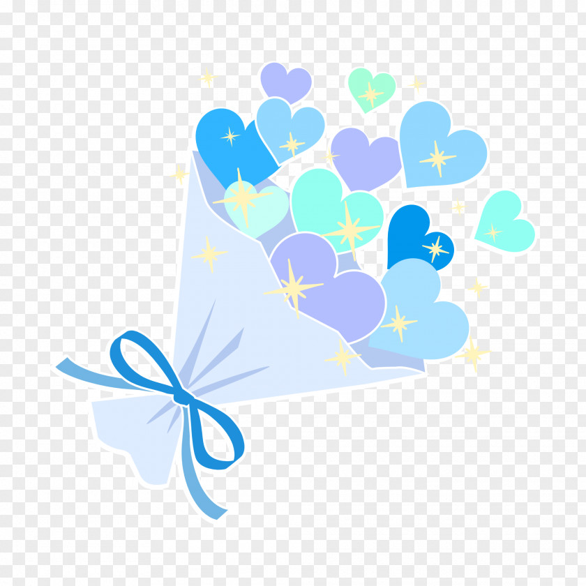 Bouquet Of Heart Blue Purple. PNG