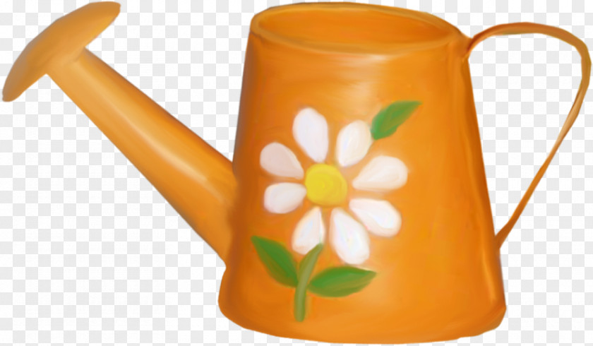 Orange Flower Decoration Watering Can Cans Ceramic PNG