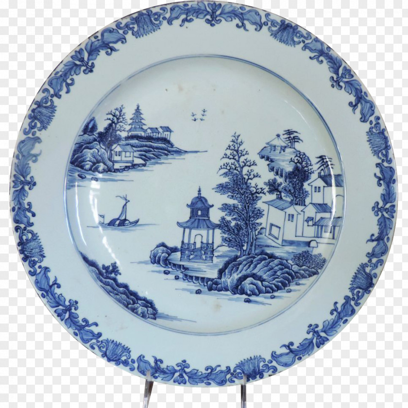 Plates 18th Century Blue And White Pottery Porcelain Tableware Plate PNG