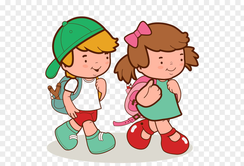School Boy Girl PNG , Hand-painted children go to school endorsement package, boy and girl walking illustration clipart PNG