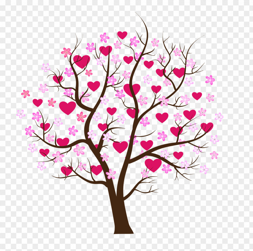 Cherry Blossom Tree Heart Clip Art PNG