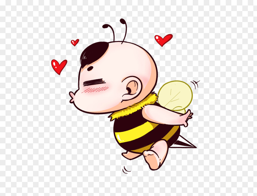 Cute Cartoon Bee Little Boy Air Kiss PNG