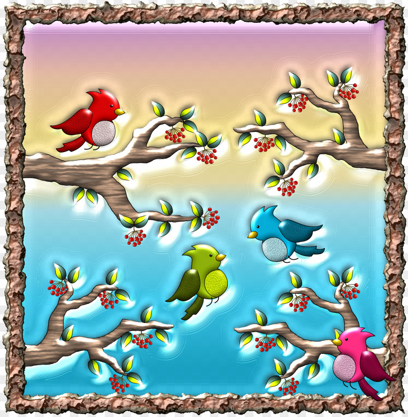 Glass Stained Bird Birthday PNG