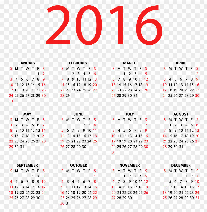 Transparent Calendar For 2016 Clipart Image Euclidean Vector Clip Art PNG